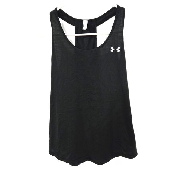 Under Armour Sz Large Womens Black Fitted Heat Gear Razor Back Tank Top - Picture 1 of 6